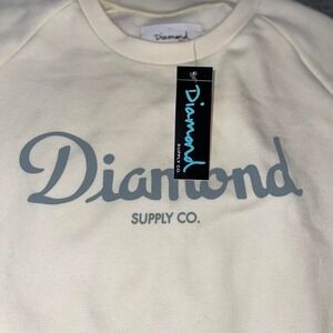 Diamond Supply Co Cream Crewneck Sweatshirt XS Streetwear Skate Logo Pullover